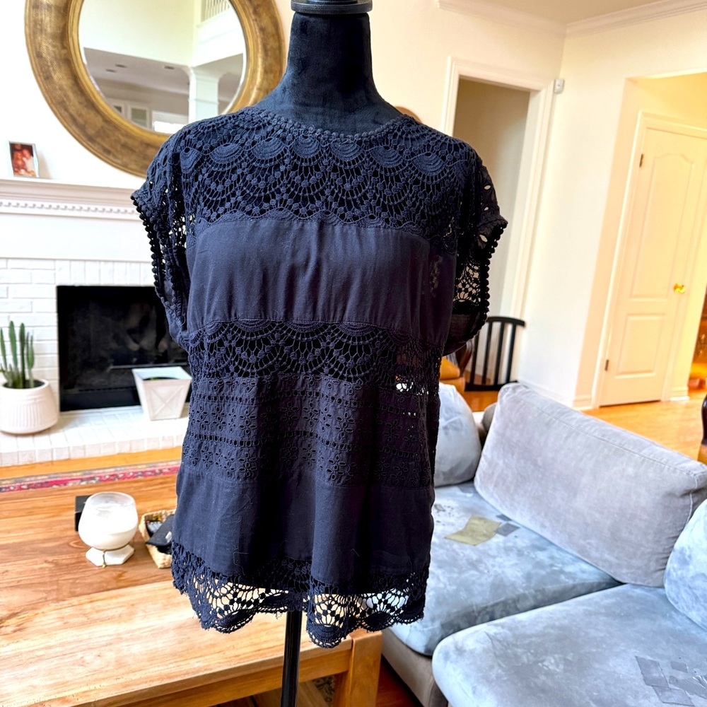 Black shirt/Top with Lace details by Joie